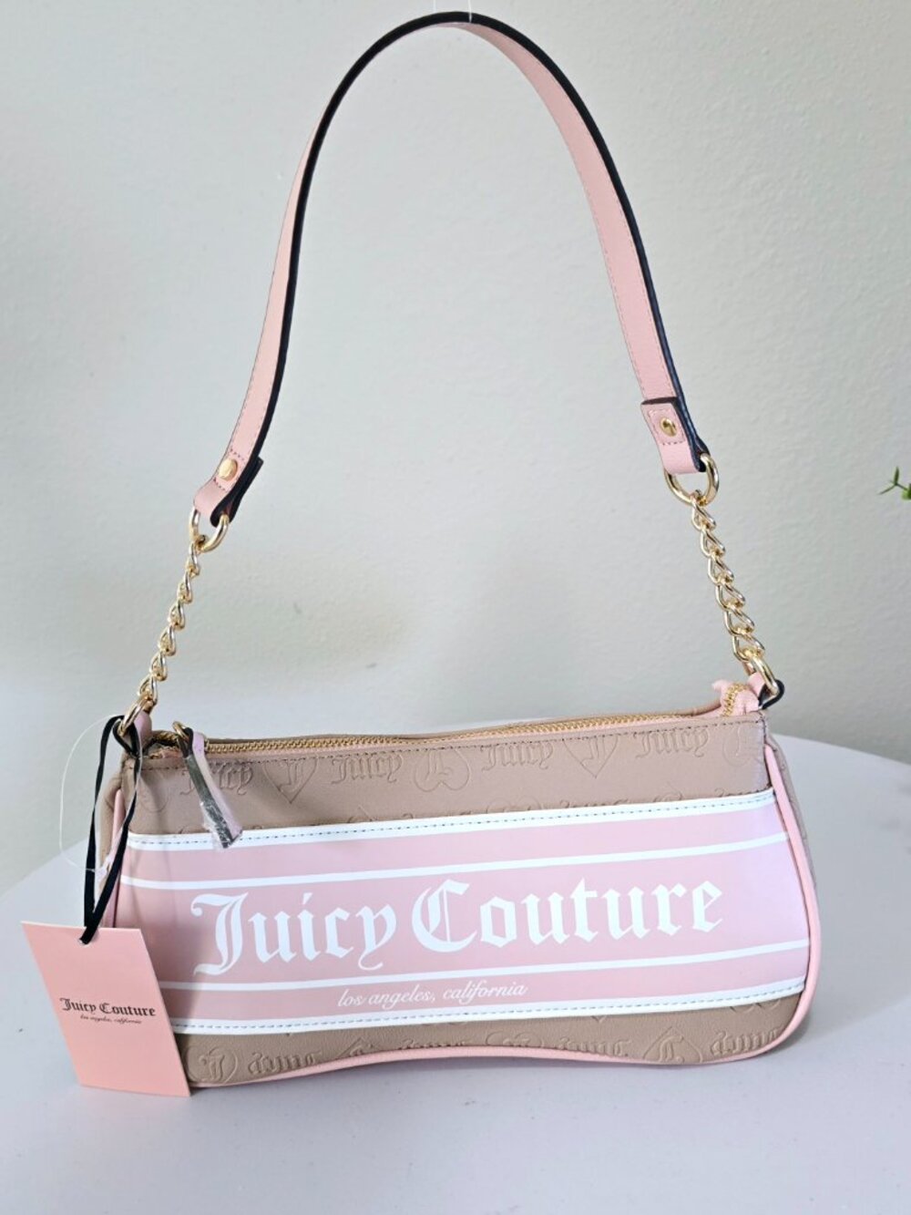 Juicy Couture Baguette Shoulder Bag Pink Monogram NWT - Picture 1 of 6